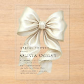 Eenvoudige Boho Elegant Ivoor Cream Bow Vrijgezell Acryl Uitnodigingen (Voorkant)