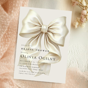 Eenvoudige Boho Elegant Ivoor Cream Bow Vrijgezell Kaart