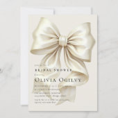 Eenvoudige Boho Elegant Ivoor Cream Bow Vrijgezell Kaart (Voorkant)