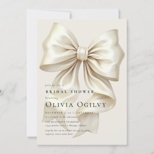 Eenvoudige Boho Elegant Ivoor Cream Bow Vrijgezell Kaart (Voorkant)