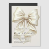 Eenvoudige Boho Elegant Ivoor Cream Bow Vrijgezell Magnetische Uitnodiging (Voorkant / Achterkant)