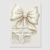 Eenvoudige Boho Elegant Ivoor Cream Bow Vrijgezell Magnetische Uitnodiging (Voorkant)