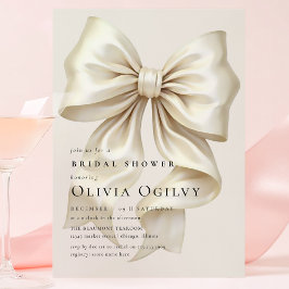 Eenvoudige Boho Elegant Ivoor Cream Bow Vrijgezell Uitnodiging Briefkaart