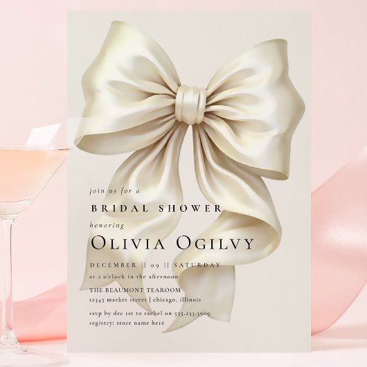 Eenvoudige Boho Elegant Ivoor Cream Bow Vrijgezell Uitnodiging Briefkaart