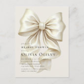 Eenvoudige Boho Elegant Ivoor Cream Bow Vrijgezell Uitnodiging Briefkaart (Voorkant)