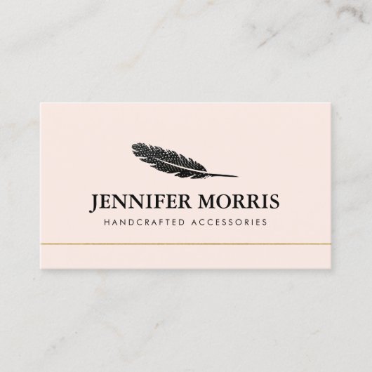 Eenvoudige Boho Feather Sieraden Designer Artist R Visitekaartje (Voorkant)