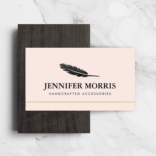 Eenvoudige Boho Feather Sieraden Designer Artist R Visitekaartje