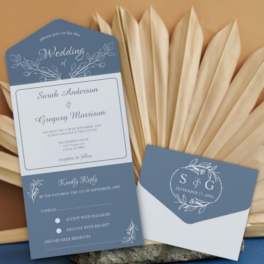 Eenvoudige Boho Floral Alles in een bruiloft Uitno All In One Uitnodiging