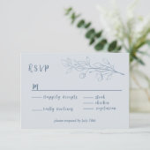 Eenvoudige Boho Floral Dusty Blue RSVP Kaartje (Staand voorkant)