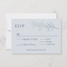 Eenvoudige Boho Floral Dusty Blue RSVP Kaartje