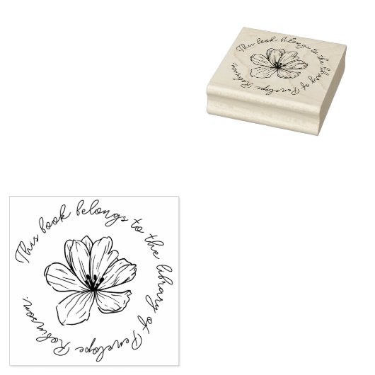 Eenvoudige Boho Flower Custom Handgeschreven Boek Rubberstempel (Gestempeld)