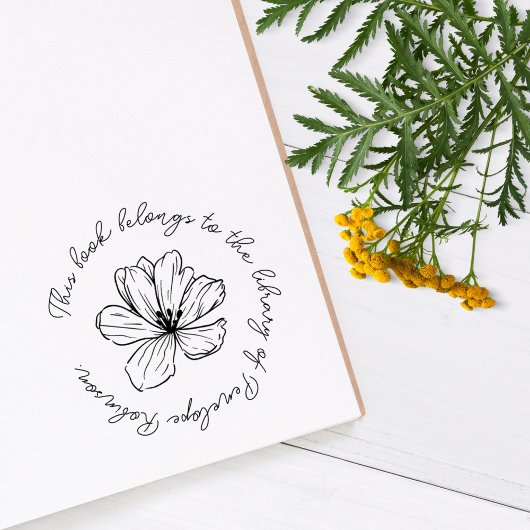 Eenvoudige Boho Flower Custom Handgeschreven Boek Rubberstempel