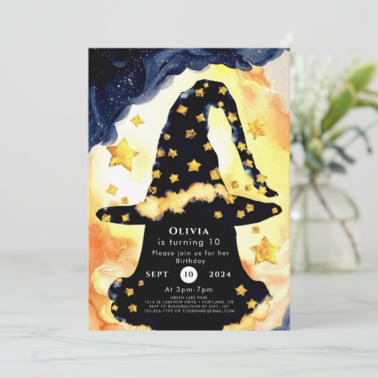 Eenvoudige Boho Fun Wizard Verjaardag Kaart (Staand voorkant)