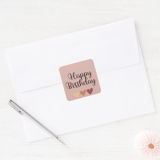 Eenvoudige Boho Gefeliciteerd  Vierkante Sticker (Envelop)