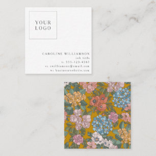 Eenvoudige Boho Gele Bloem Logo Vrouwelijk Vierkante Visitekaartje