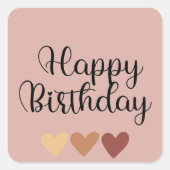 Eenvoudige Boho Gelukkige Verjaardag Vierkante Sticker (Voorkant)