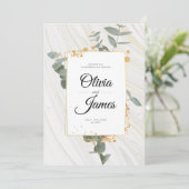 Eenvoudige boho goudgroene elegante verloving brui kaart (Staand voorkant)