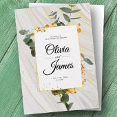 Eenvoudige boho goudgroene elegante verloving brui kaart