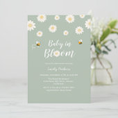 Eenvoudige Boho Green Daisy Baby in Bloom Shower Kaart (Staand voorkant)