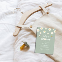 Eenvoudige Boho Green Daisy Baby in Bloom Shower