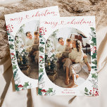 Eenvoudige Boho groen 1 foto familie kerst Feestdagenkaart<br><div class="desc">Deze moderne gelukkige vakantiekaart kenmerkt uw favoriete foto met elegante winter botanicals en kalligrafie hartschrift. Als u van tevoren wijzigingen wilt aanbrengen,  selecteert u Aanpassen -> Bewerken met de ontwerptool.</div>
