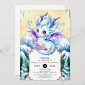 Eenvoudige Boho Ice Dragon Verjaardag Kaart (Voorkant / Achterkant)