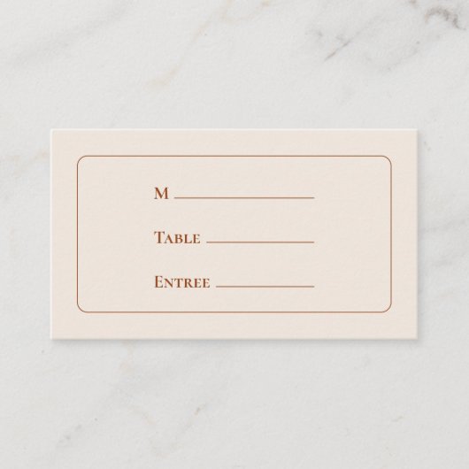 Eenvoudige Boho Ivory Wedding Entree Choice Flat Plaatskaartje (Voorkant)