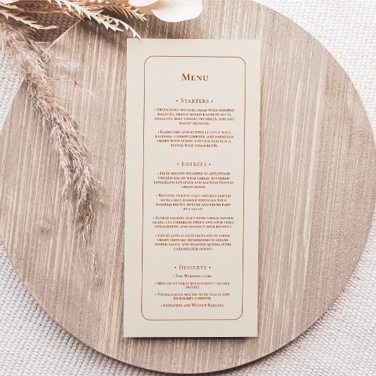 Eenvoudige Boho Ivory Wedding Flat Menu