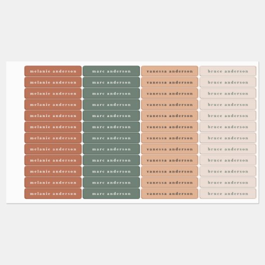 Eenvoudige Boho kleurrijke waterdichte naamlabels Labels (Vel)