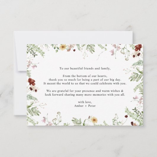 Eenvoudige Boho Lieve Wilde Bloemen Bedankkaart (Achterkant)