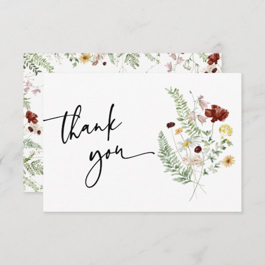 Eenvoudige Boho Lieve Wilde Bloemen Bedankkaart (Voorkant / Achterkant)