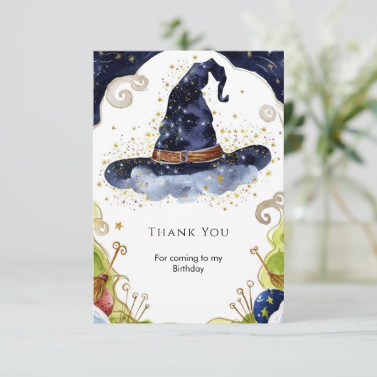 Eenvoudige Boho Magic Wizard Verjaardag Bedankkaart (Staand voorkant)