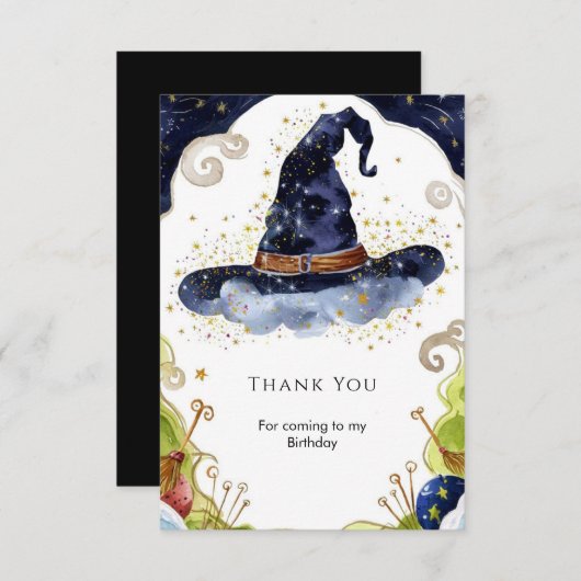 Eenvoudige Boho Magic Wizard Verjaardag Bedankkaart (Voorkant / Achterkant)