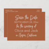 Eenvoudige Boho Minimalist Rust Wedding Save the D Briefkaart (Voorkant / Achterkant)