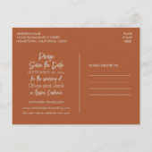 Eenvoudige Boho Minimalist Rust Wedding Save the D Briefkaart (Achterkant)
