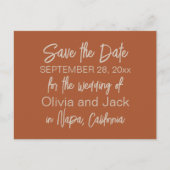 Eenvoudige Boho Minimalist Rust Wedding Save the D Briefkaart (Voorkant)
