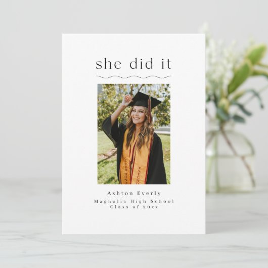 Eenvoudige Boho minimalistische foto Afstuderen ui Kaart (Staand voorkant)