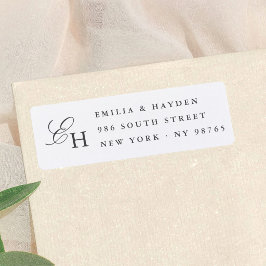 Eenvoudige Boho Minimalistische Monogram Huwelijk Etiket