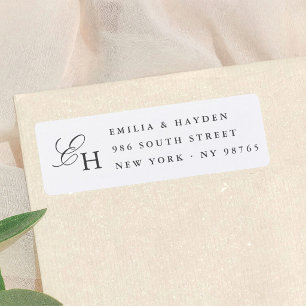 Eenvoudige Boho Minimalistische Monogram Huwelijk Etiket