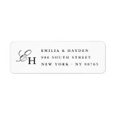 Eenvoudige Boho Minimalistische Monogram Huwelijk Etiket (Voorkant)