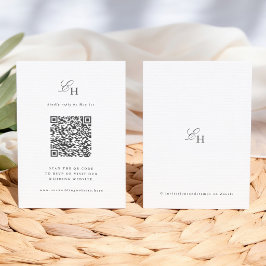 Eenvoudige Boho Minimalistische Monogram QR Huweli Informatiekaartje