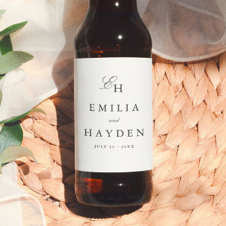 Eenvoudige Boho Minimalistische Monogram Trouwdag Bier Etiket
