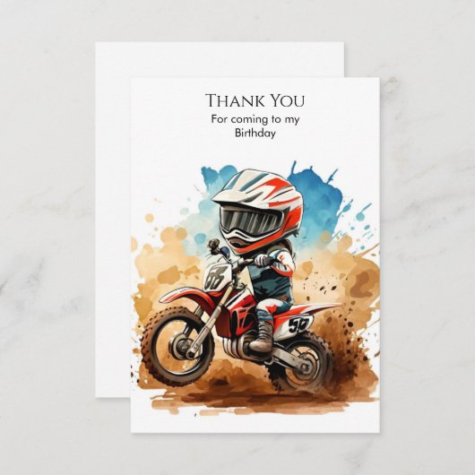 Eenvoudige Boho Motorfiets Verjaardag Bedankkaart (Voorkant / Achterkant)