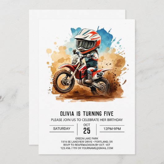 Eenvoudige Boho Motorfiets Verjaardag Kaart (Voorkant / Achterkant)