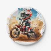 Eenvoudige Boho Motorfiets Verjaardag Papieren Bordje (Voorkant)