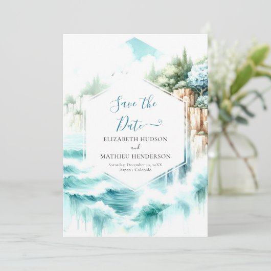 Eenvoudige Boho Nautical Wedding Save The Date (Staand voorkant)