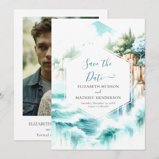 Eenvoudige Boho Nautical Wedding Save The Date (Voorkant / Achterkant)