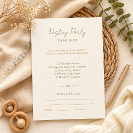 Eenvoudige Boho Nesting Feest Taaklijstkaart Notitiekaartje