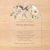 Eenvoudige Boho Neutrale Waterverf Bloem Bevestigi Acryl Uitnodigingen (Voorkant)