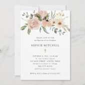 Eenvoudige Boho Neutrale Waterverf Flowers | Bapti Kaart (Voorkant)